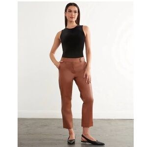 Commando Revolve Pants Womens XL Brown Faux Leather Straight Leg Trousers